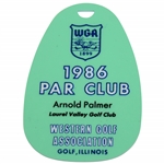 Arnold Palmers 1986 Western Golf Association Lt Green Par Club Bag Tag