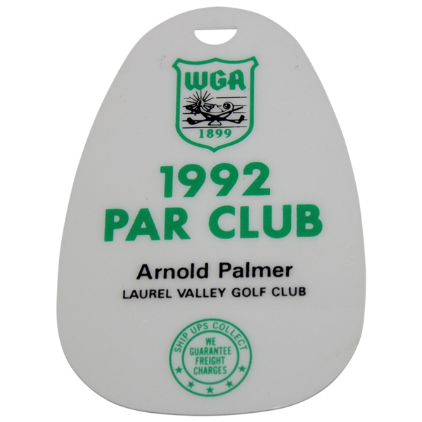 Arnold Palmers 1992 Western Golf Association White Par Club Bag Tag