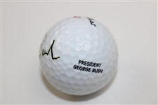 President George Bush Signed Personal Logo Titleist Golf Ball w/Pers. Presidential Tie Clip JSA ALOA