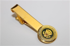 President George Bush Signed Personal Logo Titleist Golf Ball w/Pers. Presidential Tie Clip JSA ALOA