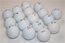 Arnold Palmer's Seventeen (17) Marked & Used Golf Balls in Bay Hill Navy Shag Bag from Arnie's Caddie