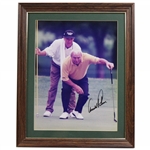 Arnold Palmer Signed Oversize Color Photo Lining Up Putt w/Caddie Royce Nielson - Framed JSA ALOA