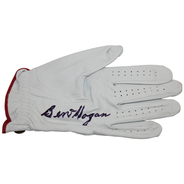 Ben Hogan Signed Hogan Red & White LH Golf Glove - Size S JSA ALOA 