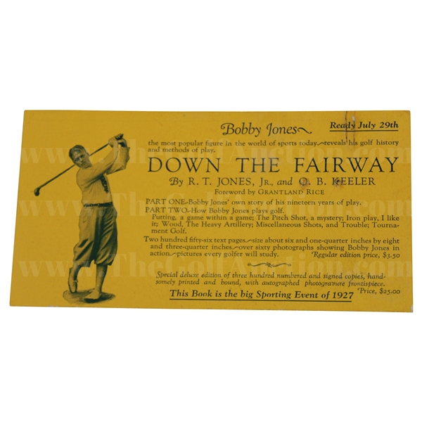 Rare Original 1927 Bobby Jones Advertising Postcard & Prospectus For Down The Fairway