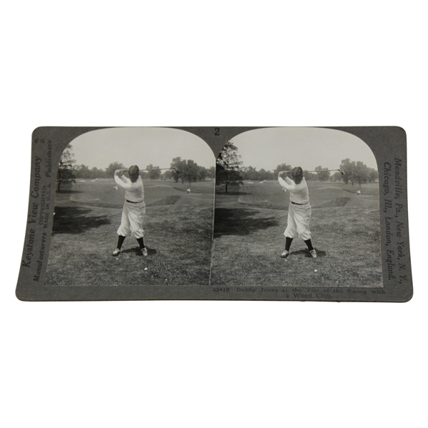 Bobby Jones at Top of The Swing with Wood Club Keystone View Company Stereoview Card 