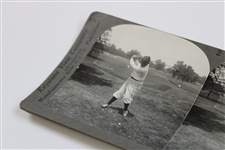 Bobby Jones at Top of The Swing with Wood Club Keystone View Company Stereoview Card 