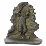 c.1920 Mid Swing Golfer Bookend In Relief