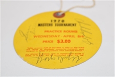 Champ Billy Casper, Palmer & others Signed 1970 Masters Wednesday Ticket #1839 JSA ALOA