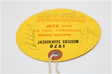 Champ Billy Casper, Palmer & others Signed 1970 Masters Wednesday Ticket #1839 JSA ALOA