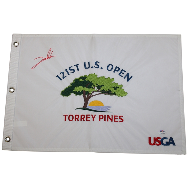 Jon Rahm Signed 2021 US Open at Torrey Pines Embroidered Flag PSA# AL67360