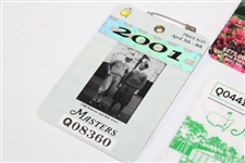 2001, 2002, 2005 & 2019 Masters Tournament SERIES Badges - Tiger Woods Victories