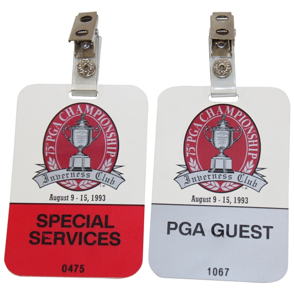 Two (2) 1993 PGA Championship at Inverness Club PGA Guest & Special Services Badges