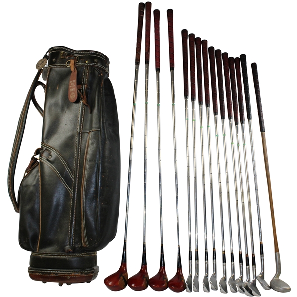 Walter Hagens Personal Used Irons, Woods & Putter in Full Size Bag w/Bag Tags