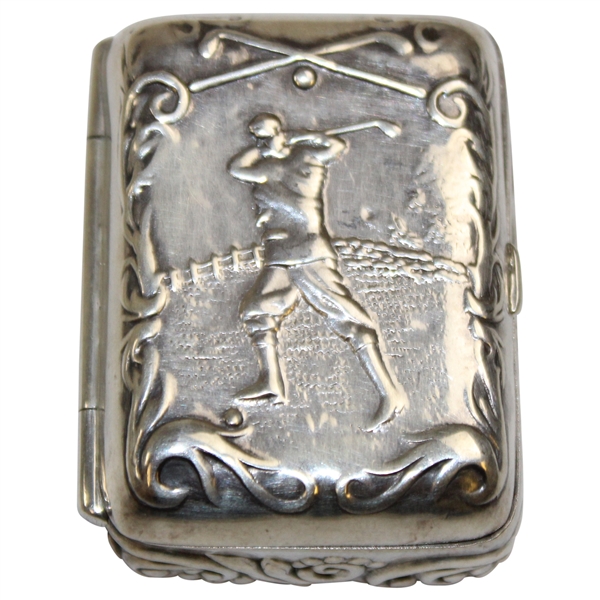 Sterling Silver Backswing Male Golfer Match Safe - Modern Reproduction 