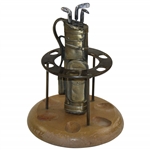 Unique Metal & Wood Pipe Stand with Golf Bag & Golf Club Stirrers