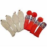 2 Sets Of Red & Tan Headcovers For Wood Shaft Or Classic Clubs