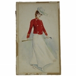 Original Drawing Of A Lady Holding A Golf Club Signed May K. Powers 1902