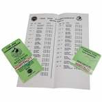 1989 PGA Saturday Pairing Sheet, Parking Pass And Ticket, Won By Payne Stewart