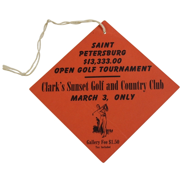 1946 Saint Petersburg $13,333.00 Open Final Rnd. Colorful Ticket - Ben Hogans 24th PGA Tour Win!