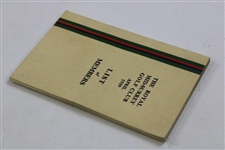 The Royal Mid-Surrey Golf Club List Of Members April, 1939 From J. H. Taylor Estate