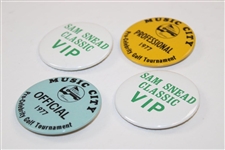 Sam Snead's Music City & Sam Snead Classic VIP, Official & Professional Badges - 1977