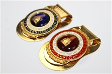 Two (2) PGA Grand Slam of Golf Money Clips/Badges - PGA West & Poipu Bay