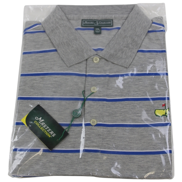 Masters Tournament Masters Collection Gray w/White/Blue Golf Shirt - Size XXL - Unopened
