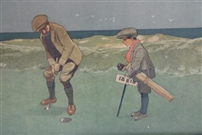 c.1909 'Putting' Original Chromolithograph by John Hassall - Framed
