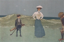 c.1909 'Putting' Original Chromolithograph by John Hassall - Framed