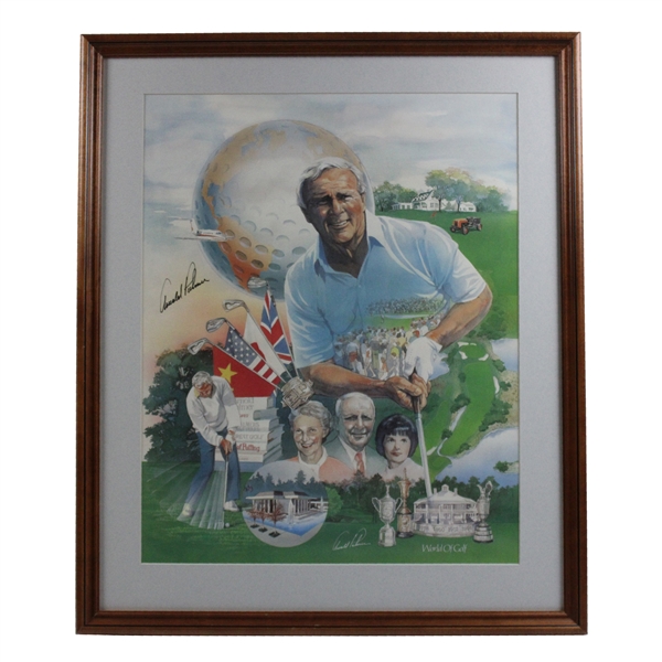 Arnold Palmer Signed World Of Golf Collage Print - Framed JSA ALOA