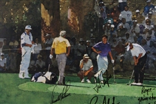 Palmer, Couples, Floyd & Peter Jacobsen Signed 1991 Challenge Portland Oregon Print JSA ALOA