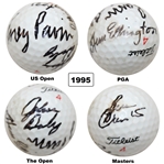 1995 Major Champs Pavin, Daly, Elkington & Crenshaw Multi-Signed Grand Slam Ball JSA ALOA