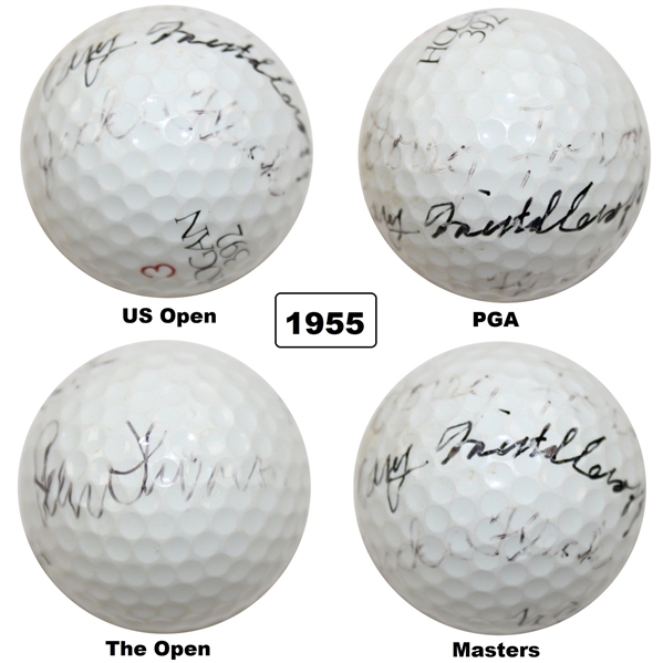 1955 Major Champs Middlecoff, Fleck, Ford & Thomson Multi-Signed Grand Slam Ball JSA ALOA