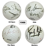 1988 Major Champs Ballesteros Lyle, Sluman & Strange Multi-Signed Grand Slam Ball JSA ALOA