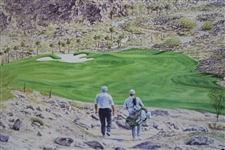 Arnold Palmer Signed Fitzpatrick Artist Proof Print 'With Caddie Nielsen In Desert' JSA ALOA