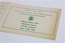 1976 US Open at Atlanta Athletic Club Official Scorecard
