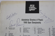 1968 US Open Pairing Sheet Signed By 3 Major Winners Wall, Devicenzo & Palmer JSA ALOA