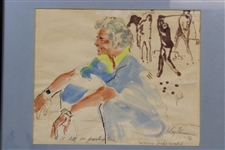 Original Leroy Neiman Watercolor Painting of Jack Nicklaus & Caddy Angelo - Framed