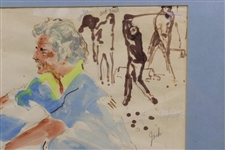 Original Leroy Neiman Watercolor Painting of Jack Nicklaus & Caddy Angelo - Framed