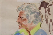 Original Leroy Neiman Watercolor Painting of Jack Nicklaus & Caddy Angelo - Framed