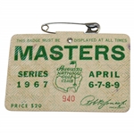 1967 Masters Tournament SERIES Badge #940 - Low Number - Gay Brewer Winner