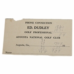 Ed. Dudley Augusta National Golf Club Golf Professional Phone Connection Memo