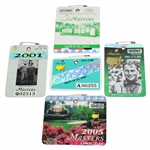 1997, 2001, 2002, 2005 & 2019 Masters Tournament SERIES Badges - All Tiger Woods Masters Wins