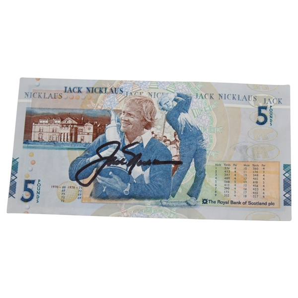 Jack Nicklaus Signed RBS 5 Pound Note JSA ALOA