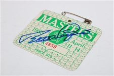 Bernhard Langer Signed 1985 Masters Tournament SERIES Badge #X4859 JSA ALOA