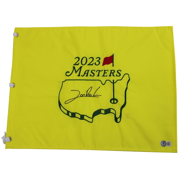 Jon Rahm Signed 2023 Masters Tournament Embroidered Flag BECKETT #BH83236