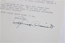 Francis Ouimet Signed 1957 Letter Mentioning Bobby Jones on Ouimet Letterhead - December 2nd JSA ALOA