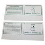 1993 & 1998 Masters Tournament Official Unused Scorecards - Bernhard Langer & Mark OMeara Winners