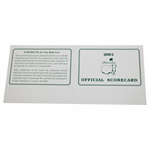 2001 Masters Tournament Official Unused Scorecard - Tiger Woods Winner