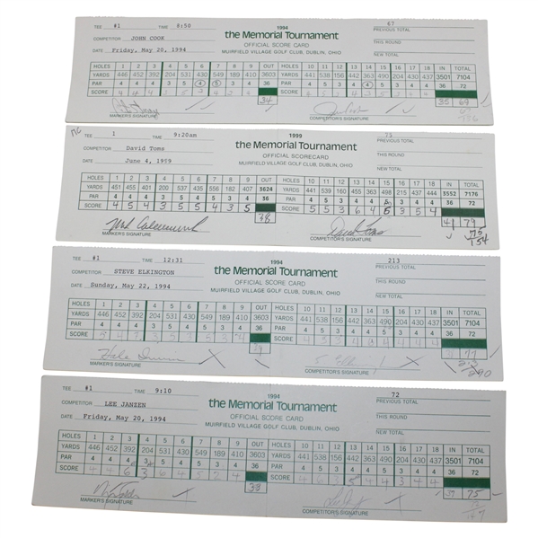 Irwin, Janzen, Strange & others Signed Official Used 1994 & 1999 The Memorial Scorecards